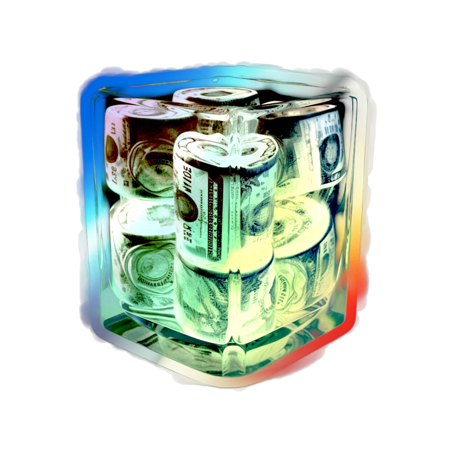 Cash in a Cup Holographic Sticker