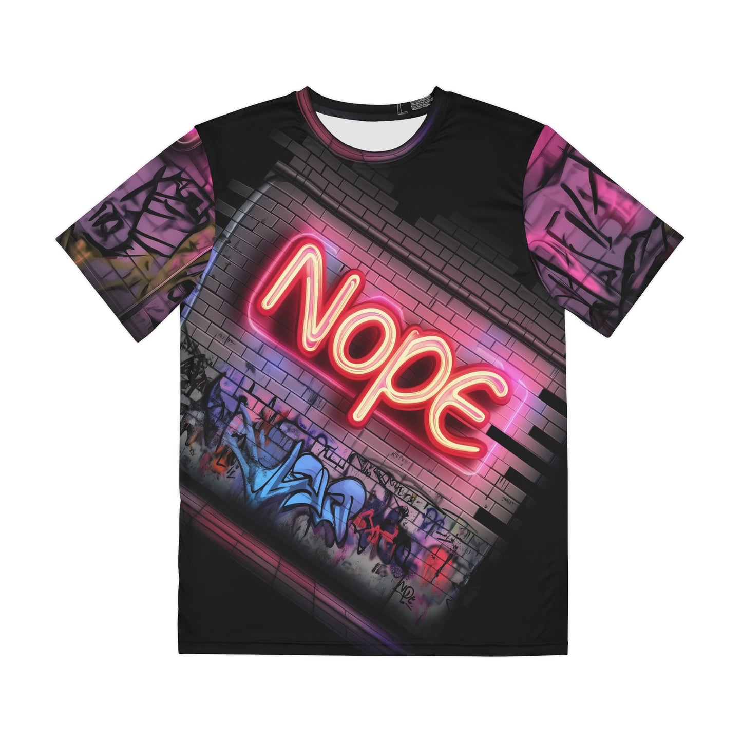 Men's Polyester Tee - Street Art 'Nope' Graphic Shirt for Casual Wear