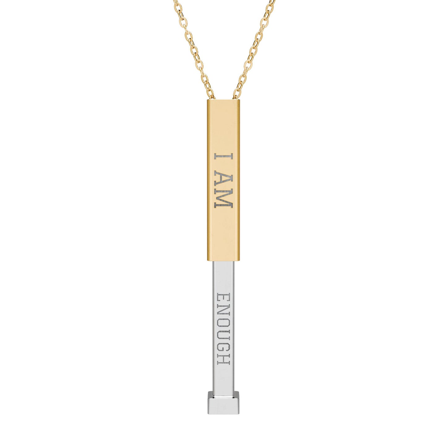 I AM Enough Hidden Message Necklace – Affirmation Pendant (18K Gold / Stainless Steel)