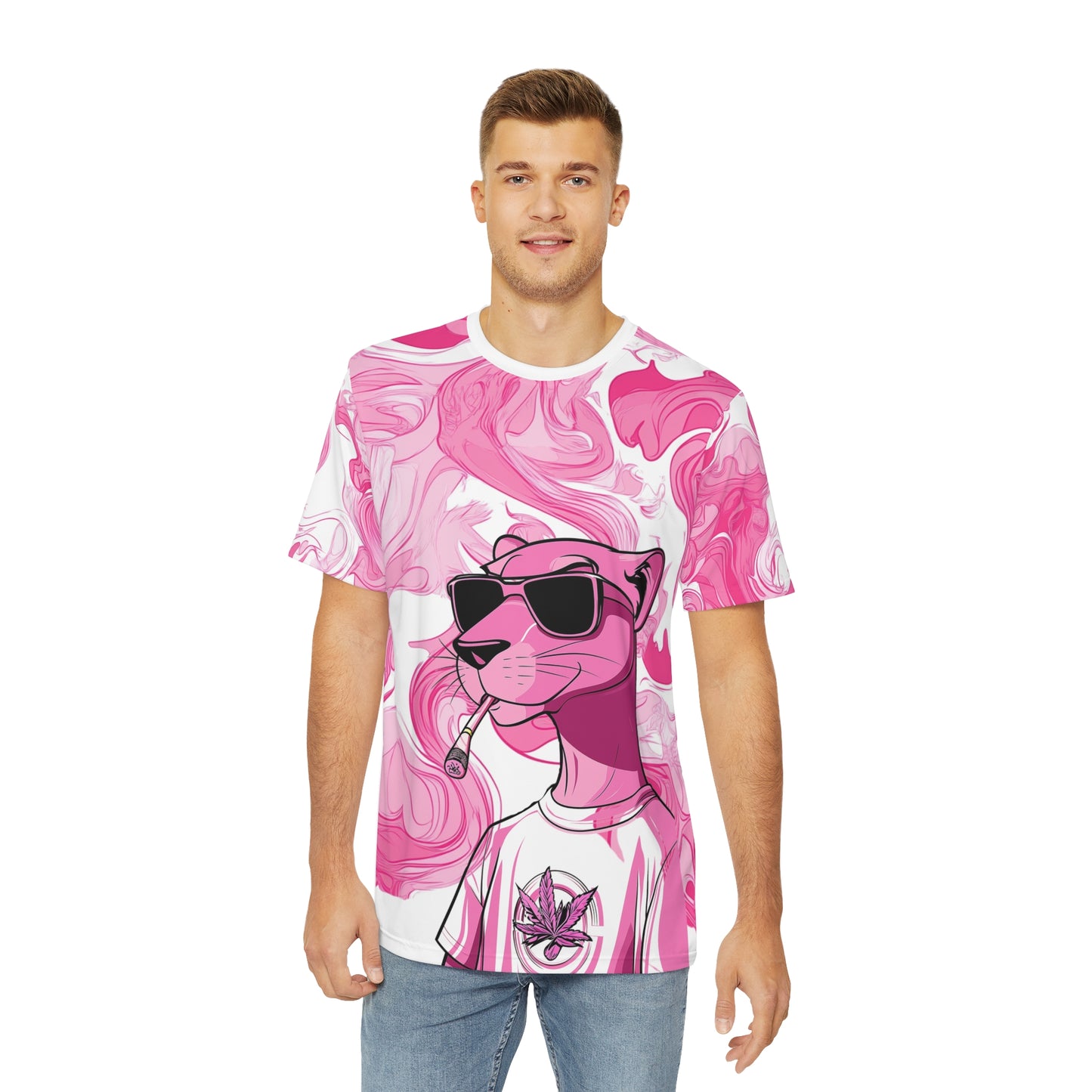 Stylish Pink Panther Tee - Eye-Catching Marbled Design for Trendsetters