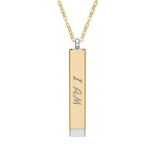 I AM Focused Hidden Message Necklace – Sliding Bar Pendant with Secret Engraving