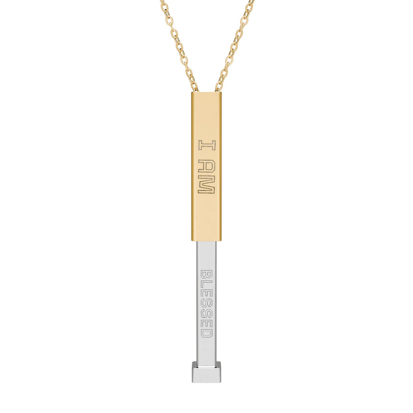 I AM Blessed Hidden Message Necklace – Manifestation Pendant (18K Gold / Stainless Steel)