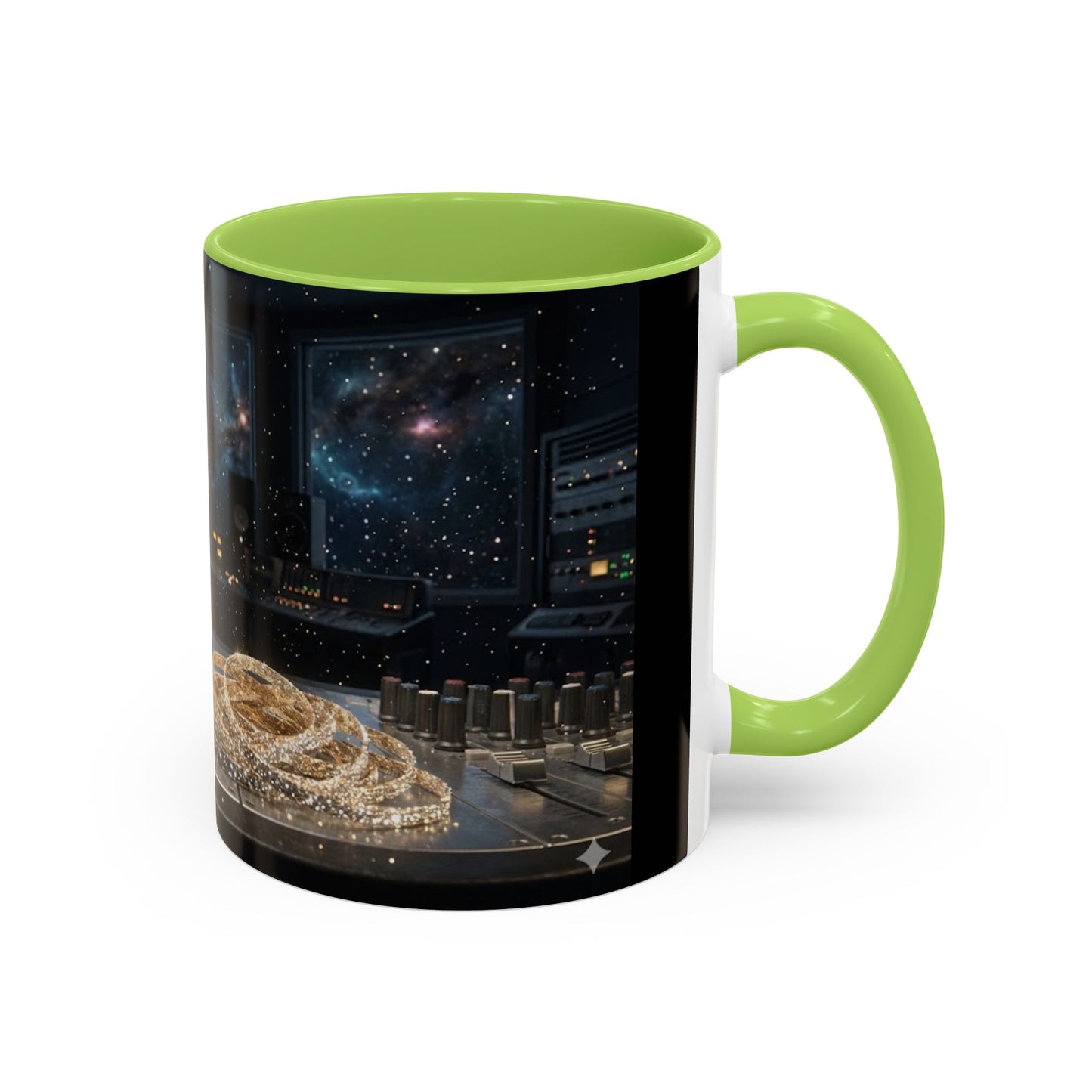 Golden Cassette Galaxy Mug – Retro Music Studio Coffee Cup (11oz)