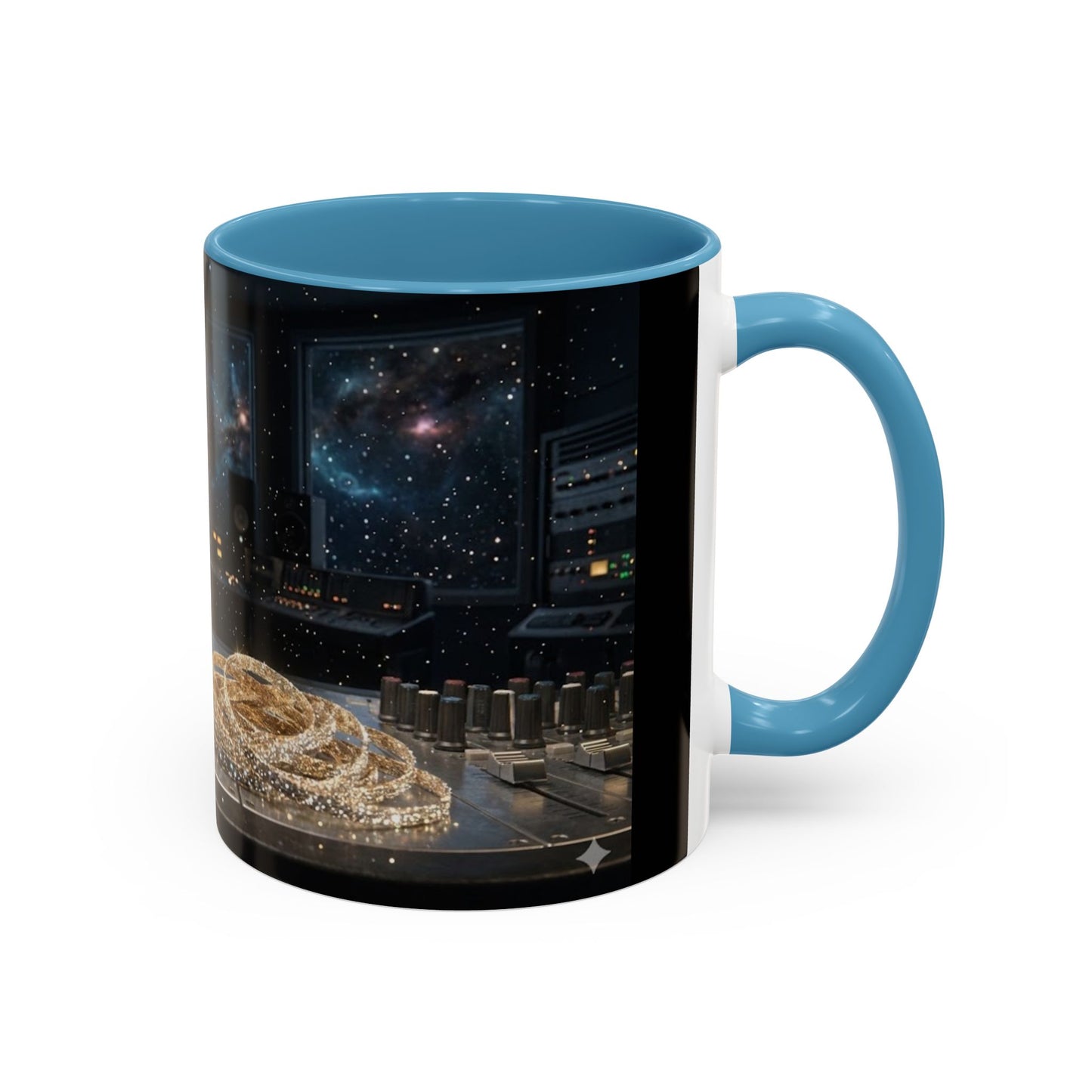 Golden Cassette Galaxy Mug – Retro Music Studio Coffee Cup (11oz)