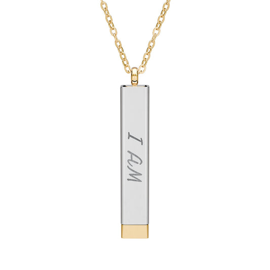 I AM Focused Hidden Message Necklace – Sliding Bar Pendant with Secret Engraving