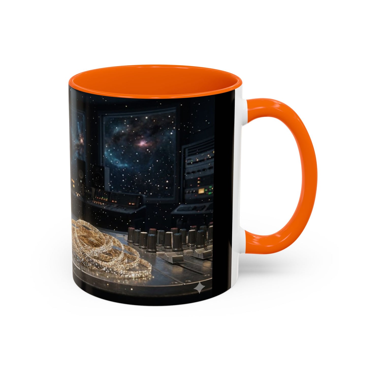 Golden Cassette Galaxy Mug – Retro Music Studio Coffee Cup (11oz)