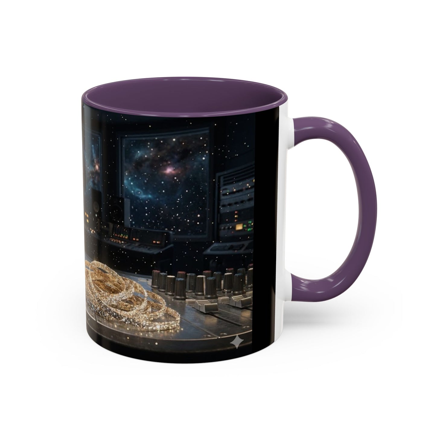 Golden Cassette Galaxy Mug – Retro Music Studio Coffee Cup (11oz)
