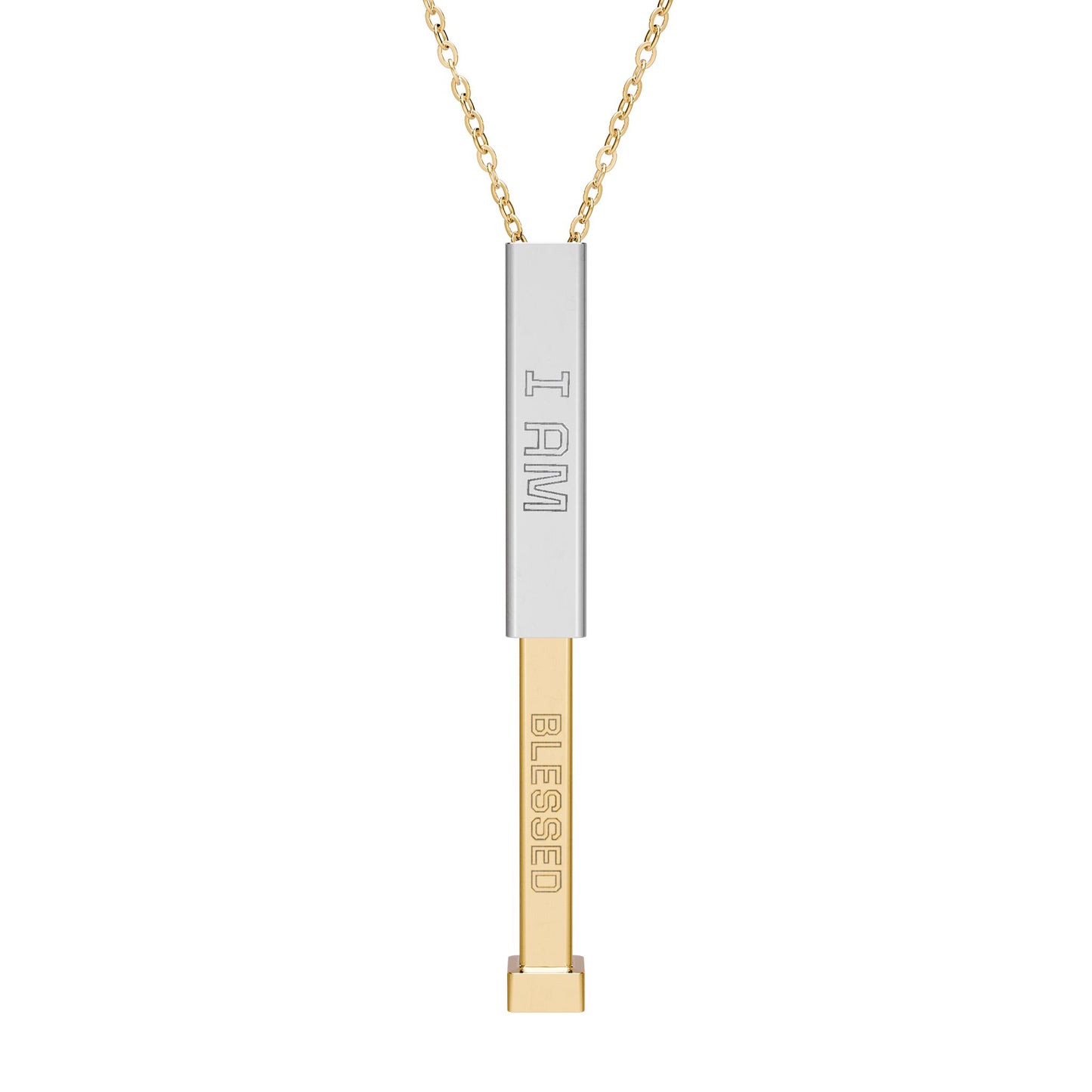 I AM Blessed Hidden Message Necklace – Manifestation Pendant (18K Gold / Stainless Steel)