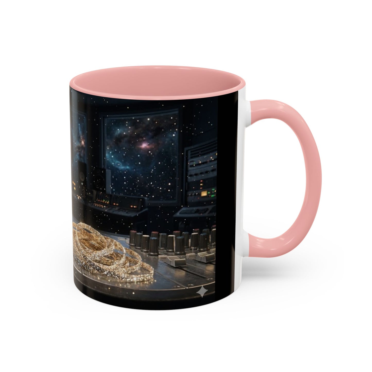 Golden Cassette Galaxy Mug – Retro Music Studio Coffee Cup (11oz)