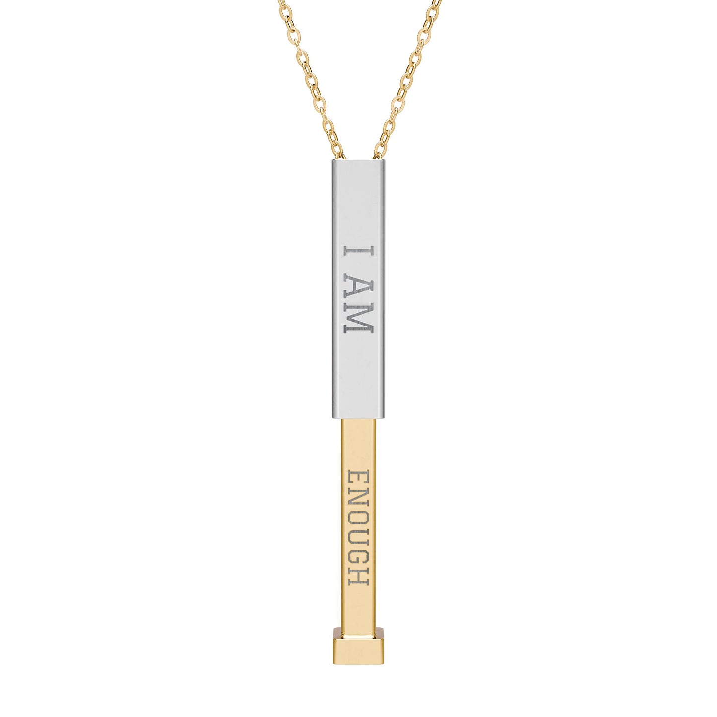 I AM Enough Hidden Message Necklace – Affirmation Pendant (18K Gold / Stainless Steel)